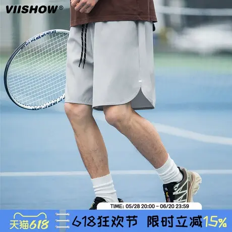 VIISHOW宽松运动速干短裤夏季休闲薄款四分裤美式复古沙滩裤男士商品大图
