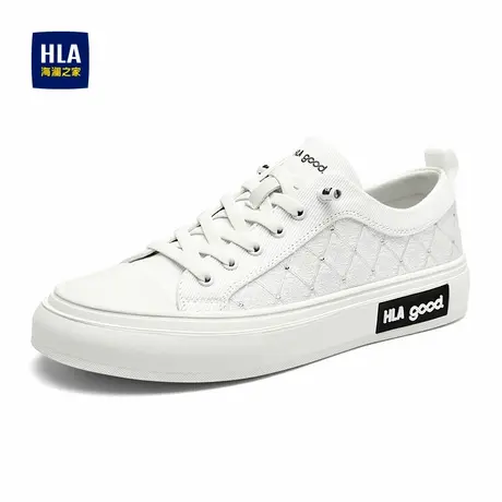 HLA/海澜之家男鞋新款春季时尚百搭透气帆布板鞋休闲免系带小白鞋商品大图