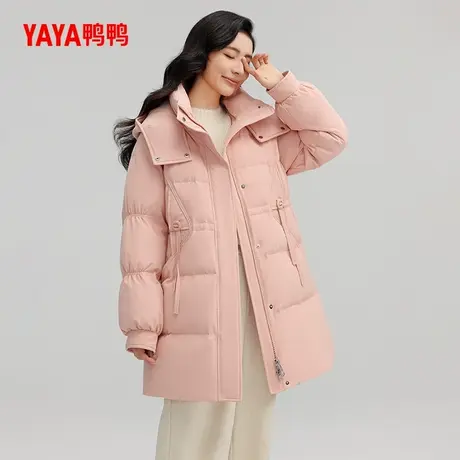 【鸭鸭甄选】羽绒服2024冬季反季时尚百搭收腰连帽加厚休闲外套商品大图