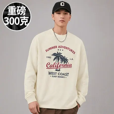 300g重磅潮牌宽松胖子T恤2025新款长袖纯棉加肥加大码男装春季潮商品大图