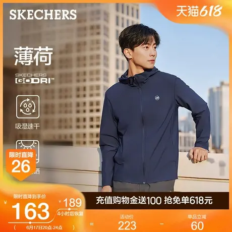 Skechers斯凯奇2025新款春季男士薄荷系列防晒衣舒适连帽长袖外套商品大图