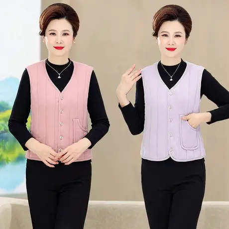 中老年人秋装女马甲加棉加厚背心坎肩妈妈装大码老人马夹外套上衣商品大图