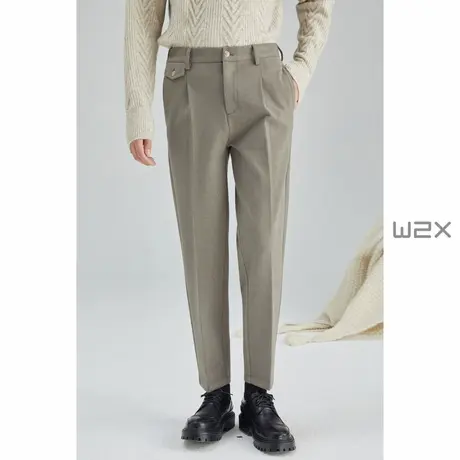 w2x秋冬季双面拉绒毛呢休闲裤男时尚百搭男裤子长裤设计感西装裤商品大图
