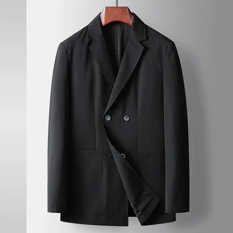 男士休闲西服春季新款双排扣西装外套韩版高级感黑色帅气单件上衣商品大图