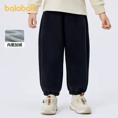 巴拉巴拉儿童裤子男童女童加绒长裤秋冬2024新款束脚休闲裤亲子款商品大图