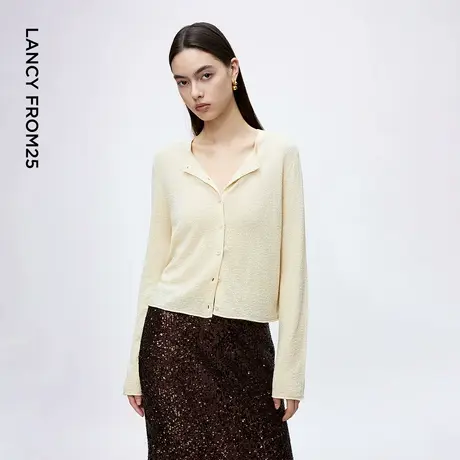 朗姿莱赛尔天丝上衣复古风高级感宽松针织开衫气质2025年秋季新款商品大图