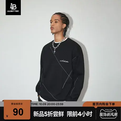 Lilbetter加绒卫衣男2023新款上衣落肩袖衣服秋冬款外套美式潮牌商品大图