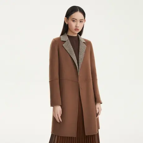 LANCY/悦朗姿秋季新款毛呢大衣是长款通勤风衣外套女士高级图片