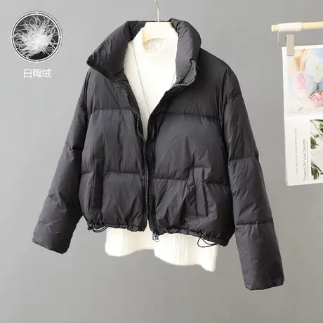 学生短款羽绒服女士轻薄白鸭绒外套2023新款女装冬季小个子面包服图片