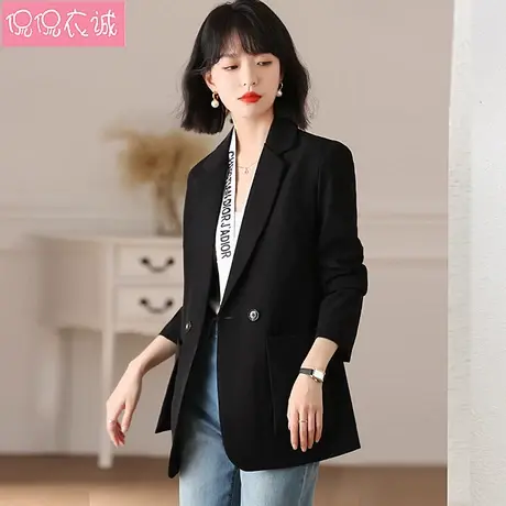中长款小西装女外套2025春装新款韩版修身休闲长袖小西服女装上衣商品大图