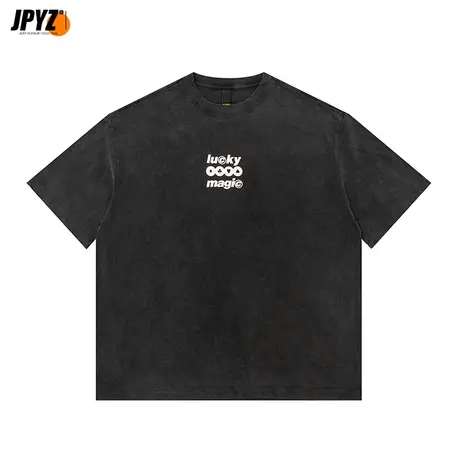 短袖t恤男水洗做旧美式高街潮牌宽松300g重磅纯棉夏季男生半袖商品大图