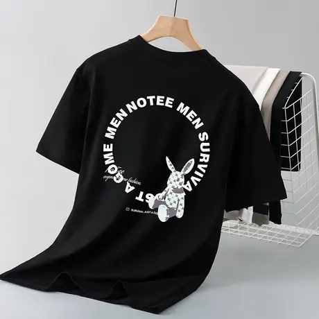 250g重磅纯棉短袖t恤男宽松黑色上衣服夏季半袖美式潮流全棉体恤图片