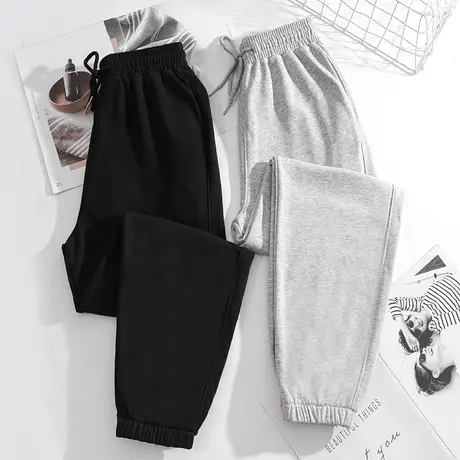 ZR真维斯女卫裤2023新款春秋高级感橡筋束脚裤流行时尚女抽绳裤子图片