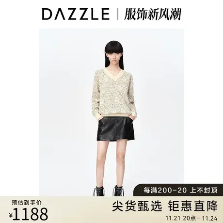 【肌理美学】DAZZLE地素奥莱春装新款复古提花宽松针织衫毛衣图片