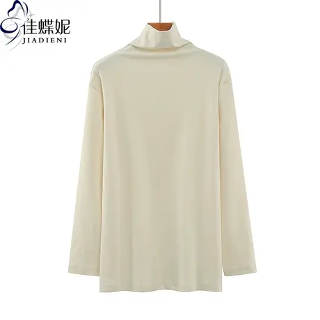 秋冬季高领纯色双面德绒宽松大码中长款长袖体恤上衣内搭女打底衫图片