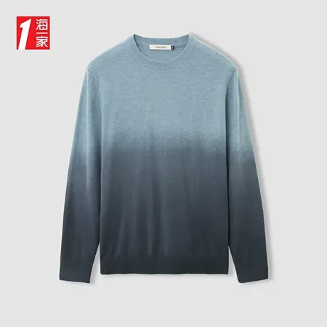 海一家时尚渐变毛衣2023冬季新款品质羊毛保暖舒适针织衫男商品大图