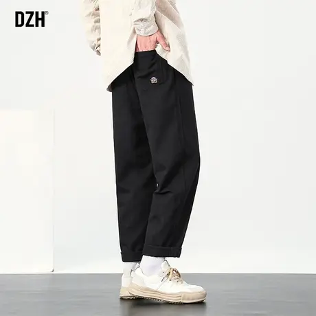 男士黑色直筒休闲长裤男纯棉工装裤宽松百搭裤子春秋款2023年新款商品大图