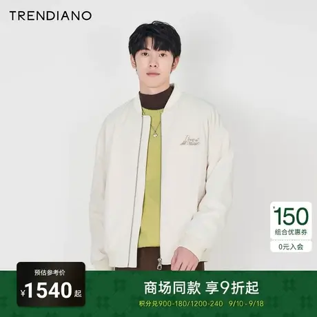 TRENDIANO官方音符刺绣夹棉廓形夹克外套男潮2023新款秋季图片