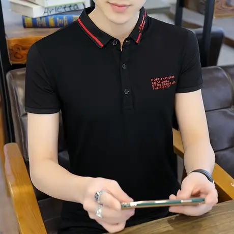 男士polo衫短袖t恤夏季翻领半袖纯棉打底衫潮流休闲上衣青年大码商品大图