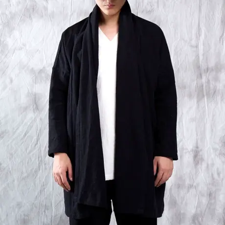 中国风男装长袍加厚冬季复古棉麻大码宽松唐装外套男汉服居士道袍商品大图