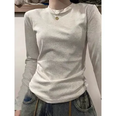 打底衫女内搭早春秋装2024新款修身长袖T恤纯棉上衣外穿秋衣潮ins商品大图