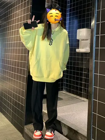 奶fufu卫衣女oversize连帽宽松春秋薄款小个子慵懒风复古美式上衣图片