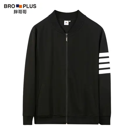 胖哥哥加肥加大宽松大码拉链夹克男休闲胖子立领肥佬运动开衫外套图片