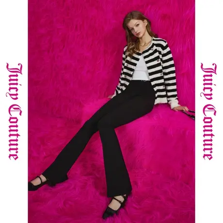 Juicy Couture橘滋早秋季装女装年新款银丝绣高弹喇叭女式休闲裤商品大图