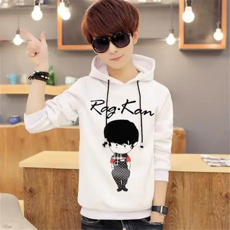 春秋季13青少年14长袖T恤衫15岁男孩16初中学生秋衣服连帽卫衣男商品大图