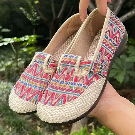 老北京布鞋女民族风女鞋妈妈鞋中老年舒适女士一脚蹬夏款老人鞋子商品大图