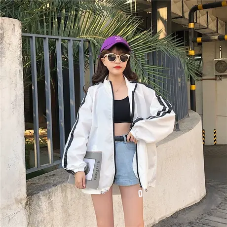 港风外套女网红春秋新款嘻哈ins潮原宿ulzzang学生防晒衣韩版宽松图片