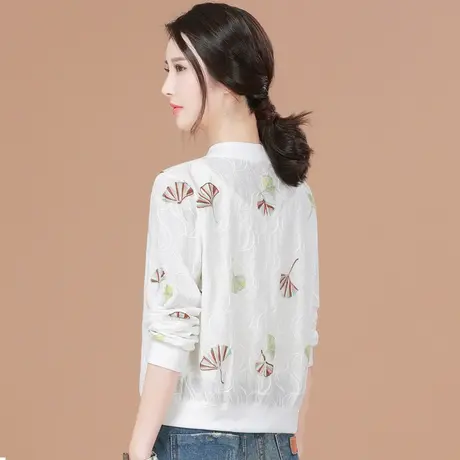 防晒衫立领短外套女绣花白色空调衫夏季新款宽松度假披肩上衣外搭图片
