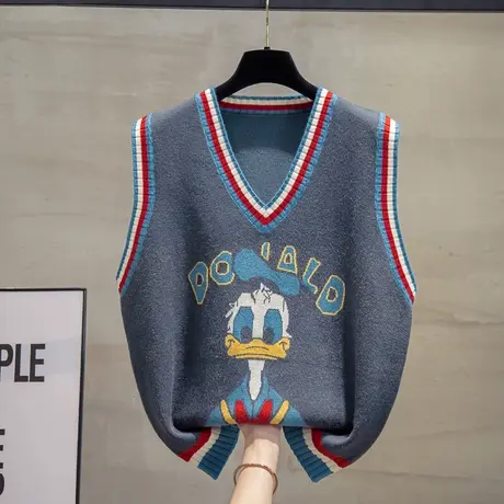 v领针织马甲背心女2023秋装新款马夹宽松外穿上衣外搭毛衣坎肩潮商品大图