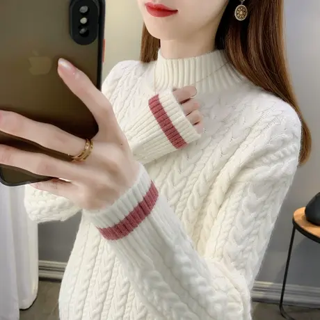 半高领毛衣女冬加厚2021年新款外穿百搭打底衫女针织衫内搭洋气女商品大图