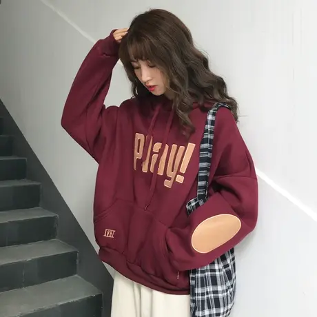 连帽卫衣女2019新款潮秋冬季韩版学生宽松加绒加厚ins超火cec外套图片