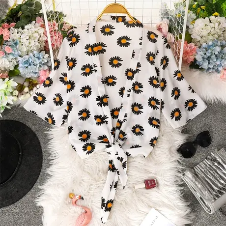 黑色雪纺开衫外套女春季薄款外搭披肩长袖罩衫短款小坎肩防晒上衣图片