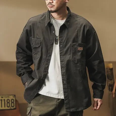 百搭衬衫长袖休闲春秋季男装外套时尚潮流衬衣外套男春秋衬衫图片