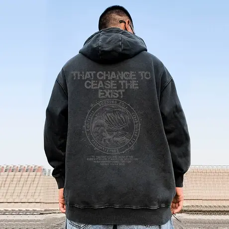 水洗做旧oversize美式复古连帽卫衣男ins大码男装季重磅加绒秋冬商品大图