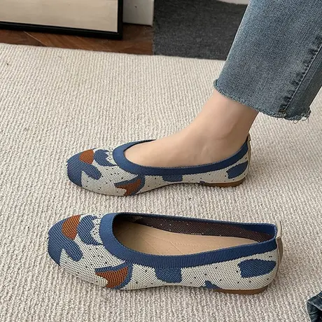 单鞋女士2023春夏季新款针织透气软底通勤布鞋女豆豆鞋大码孕妇鞋商品大图