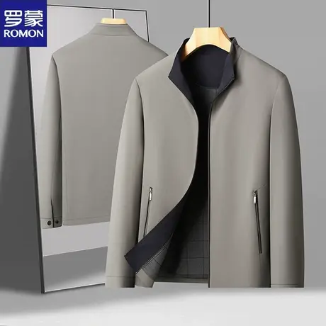 罗蒙夹克外套男士春秋季2024新款时尚立领中青年休闲上衣商务男装图片