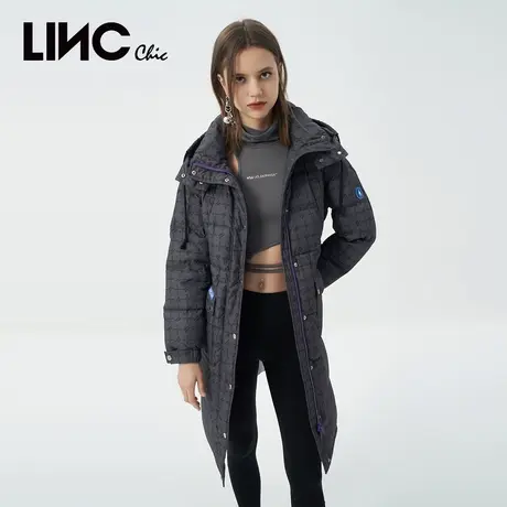 LINC金羽杰2023冬新款复古防护感反季专柜断码女款中长款羽绒服女商品大图