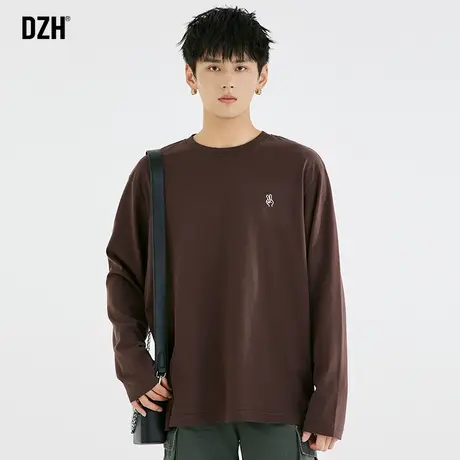 男士纯棉t恤男长袖潮牌春秋圆领套头上衣2023新款男装内搭打底衫商品大图