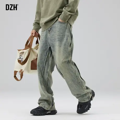 男士复古阔腿牛仔裤男2023新款慵懒风设计感裤子直筒宽松美式高街商品大图