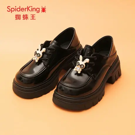 SPIDER KING/蜘蛛王正品女乐福鞋2025秋新款漆皮英伦风系带厚底高图片