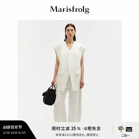【精简美学】玛丝菲尔夏时尚弧形剪裁箱型西装马甲外套女图片