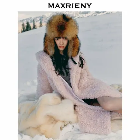 【冬日逸境-商场同款】MAXRIENY旷野轻暖环保皮草保暖大衣24冬款商品大图