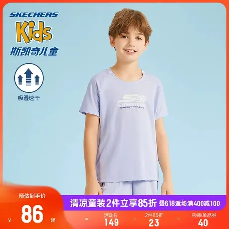 【斯凯奇旋风速干T】童装男童针织短袖儿童透气户外运动休闲T恤衫商品大图