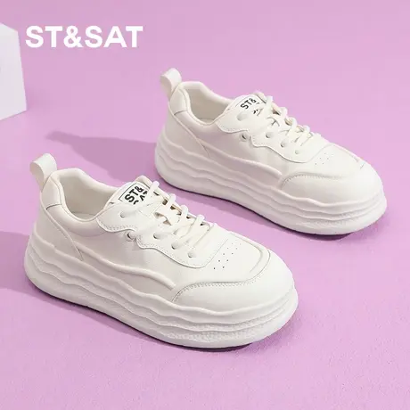 St&Sat/星期六厚底小白鞋女秋季百搭运动休闲板鞋大码女鞋松糕鞋图片