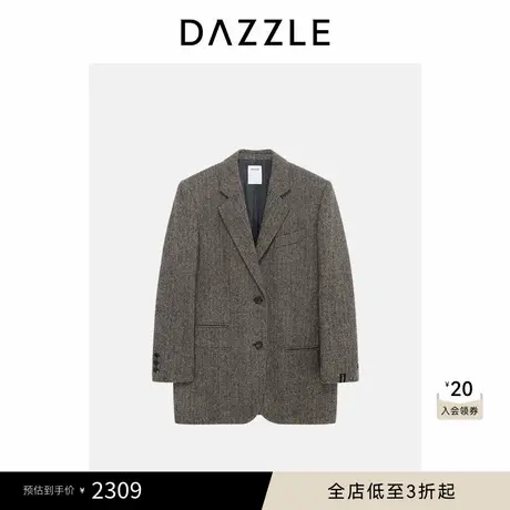 DAZZLE 地素奥莱外套2025年春季中灰色绵羊毛西装外套图片