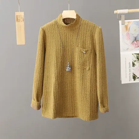 半高领内搭外穿打底衫女秋季韩版2023新款奶系穿搭长袖上衣小衫图片